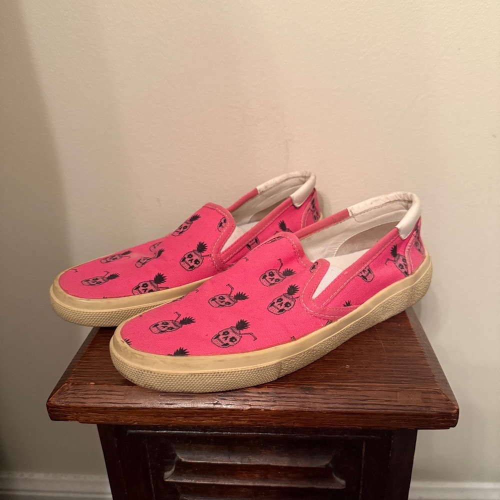 Saint Laurent Hot Pink Pineapple Slip On Sneakers